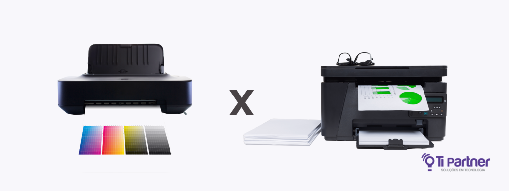 imagem fazendo uma comparação entre as duas impressoras que a ti partner vende na loja do site